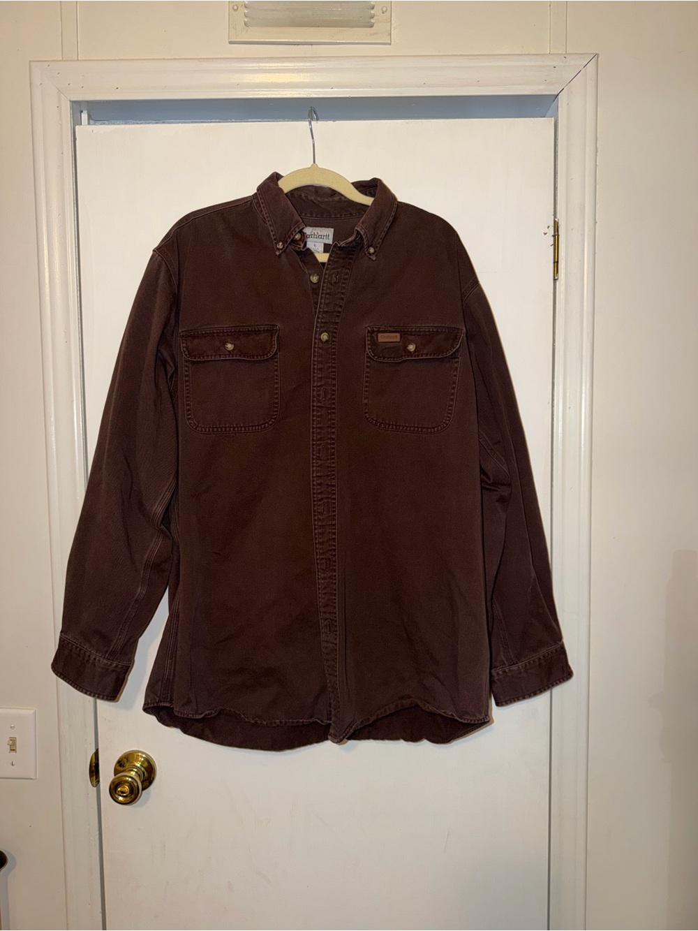Vintage Carhartt Dark Brown Button-Front Work Shirt Jacket